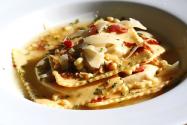 Roasted Vegetable Ravioli with Crispy Pancetta