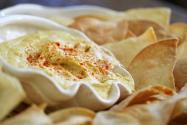 Smoky Hummus with Baked Tortilla Chips