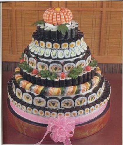 Getting married A sushi wedding cake