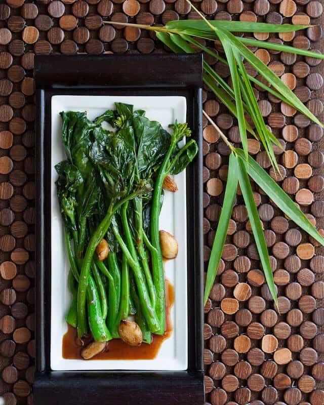 Gai Lan recipe with Oyster Sauce on plate