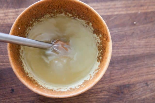 how to make miso soup recipe - miso whisk with hot water