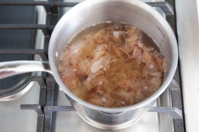 katsuobushi in pot of water