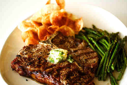 Baby Eating Huge Steak