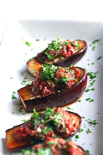 Roasted Baby Eggplant with Caponata Sauce