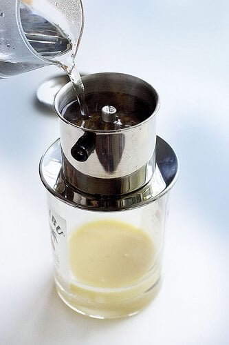 Vietnamese Iced Coffee (Cafe Sua Da) - add hot water