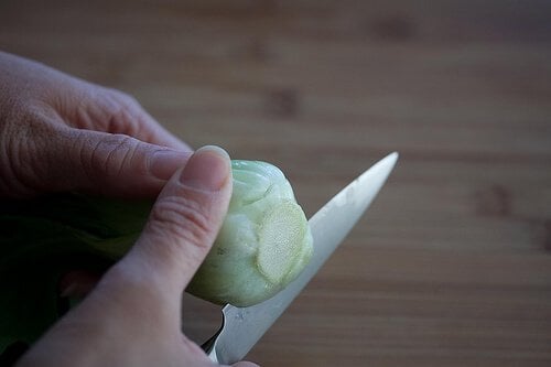 Bok Choy Recipe - Trim stem off