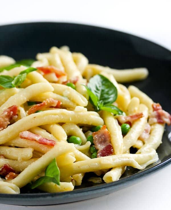 pasta peas bacon recipe