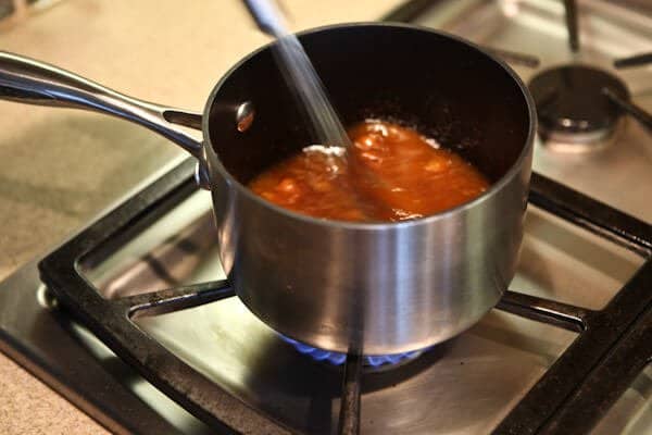 stirring glaze in pot