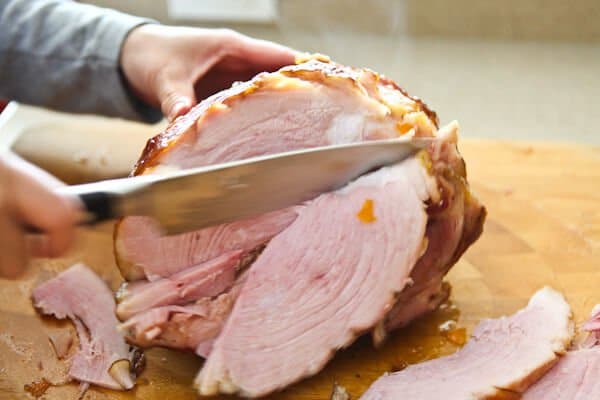 slicing off part of ham