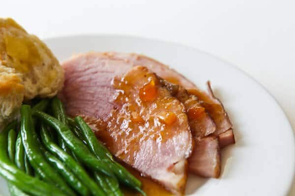 top down shot of glazed ham recipe