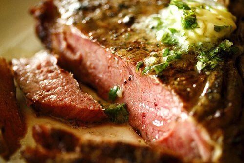 Pan Seared Steak with Garlic Herb Butter and Mushrooms - Challenge Dairy