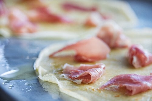 Crispy Crepes with Apple, Brie and Prosciutto
