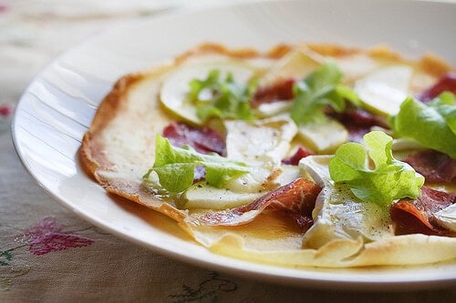 Crispy Crepes with Apple, Brie and Prosciutto