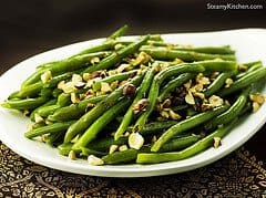 Green Beans with Garam Masala Butter and Toasted Hazlenuts