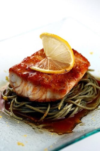 Citrus Soy Kampachi with Soba Noodles