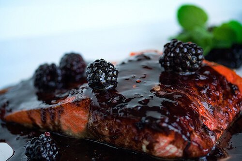 Salmon with Blackberry Brandy Sauce