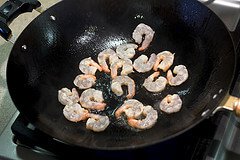Stir fry shrimp for Shrimp and Zucchini Stir Fry and Crispy Basil