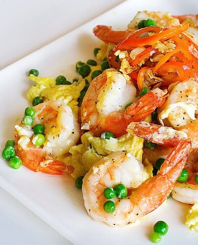 Stir Fried Shrimp, Eggs and Peas + Stir Fry Secrets