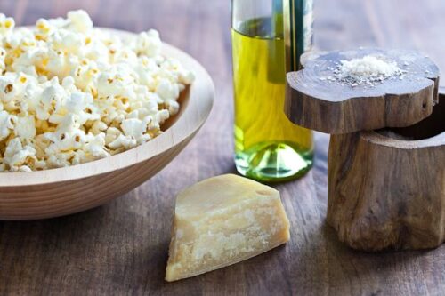 Truffle Oil, cheese and popcorn