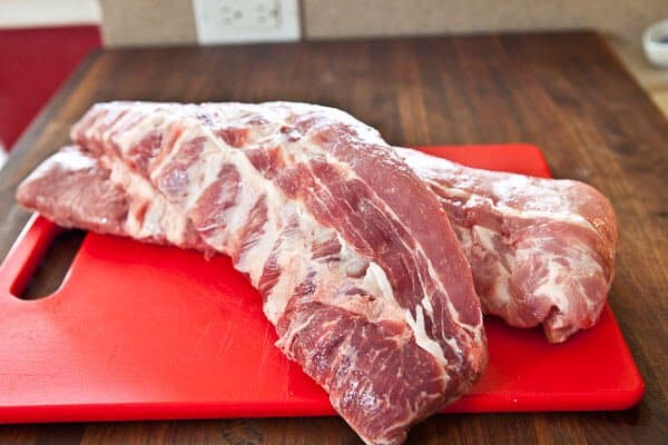 baby back ribs on cutting board