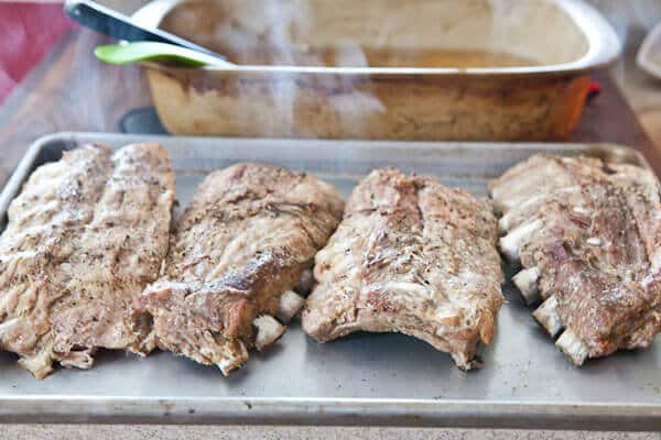 tray with tender baby back ribs 