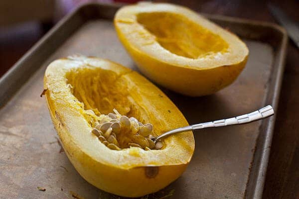 Remove seeds - Spaghetti Squash Recipe