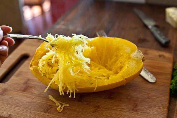 Use fork to keep strands - buttered Spaghetti Squash Recipe