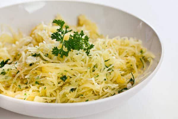 Baked Spaghetti Squash with Garlic and Butter Recipe | Steamy Kitchen