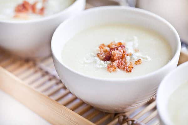 Creamy Cauliflower Soup with Bacon and Gorgonzola