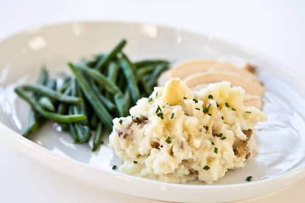 Roasted Garlic Mashed Potatoes with beans