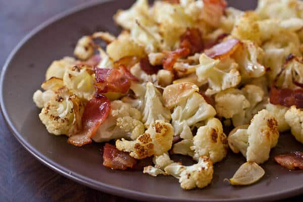 Roast Cauliflower Recipe with Bacon and Garlic