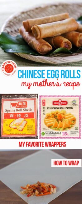 Chinese Egg Rolls Recipe: my mother's famous recipe for delicate, not-greasy, authentic, crispy Chinese egg rolls.