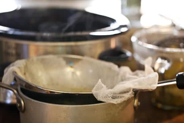 cheesecloth in pot