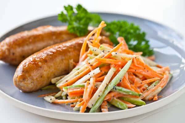 Chicken Sausage with Apple Slaw
