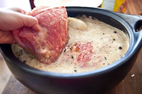 corned beef in pot