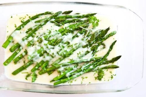 asparagus in baking dish