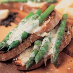 Grilled Bruschetta with Asparagus and Parmesan Cheese