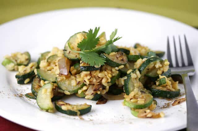 Zucchini with Lentils and Roasted Garlic