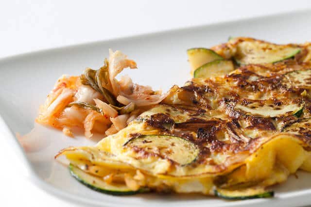 kimchi omelet on plate