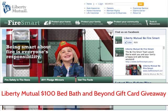 Giveaway: Liberty Mutual $100 Bed Bath and Beyond Gift Card