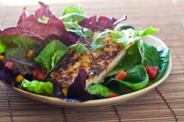 Grilled Tofu Salad with Miso Dressing
