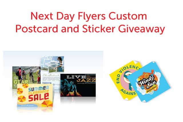 Giveaway: Next Day Flyers Custom Postcards and Stickers