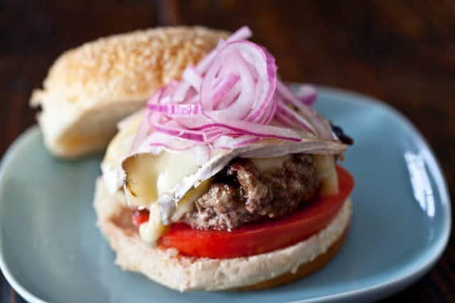 Lamb Burgers with Brie and Quick Pickled Red Onion Recipe