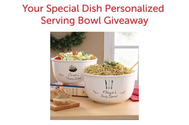 Giveaway: Your Special Dish Personalized Serving Bowl
