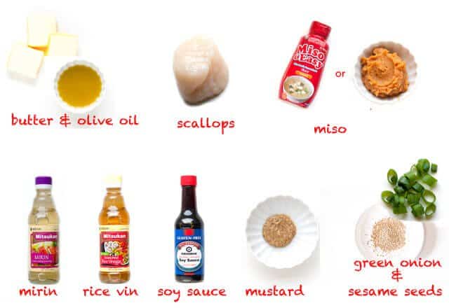 Ingredients for Scallops with Mustard Miso Sauce Recipe