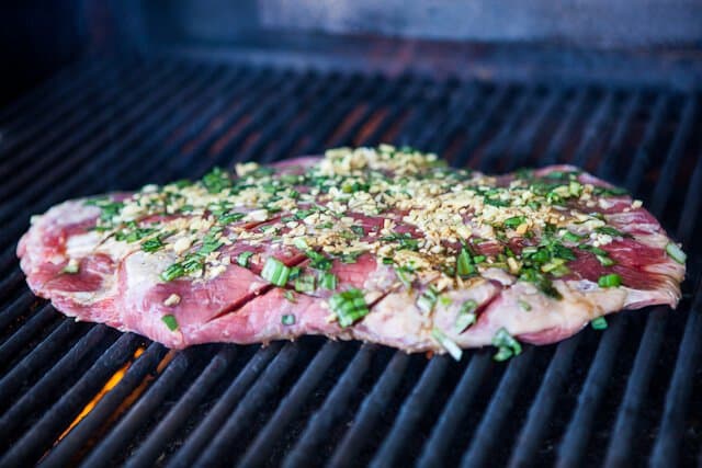 Asian Flank Steak on the grill