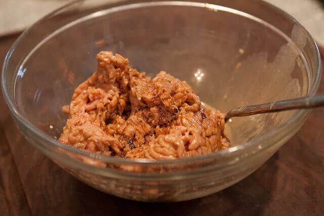  Mix marinade with ground chicken