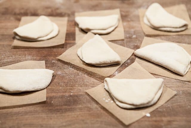 Pork Belly Buns Recipe folded biscuits on parchment