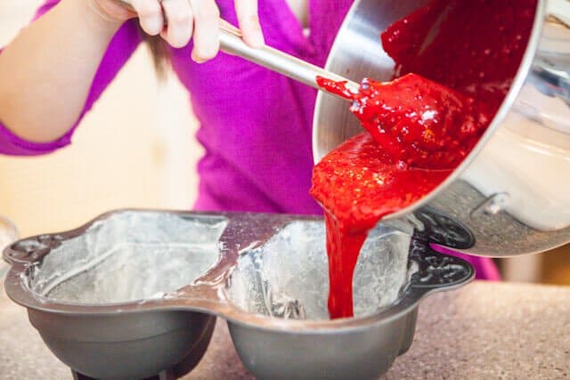 Pouring cake batter