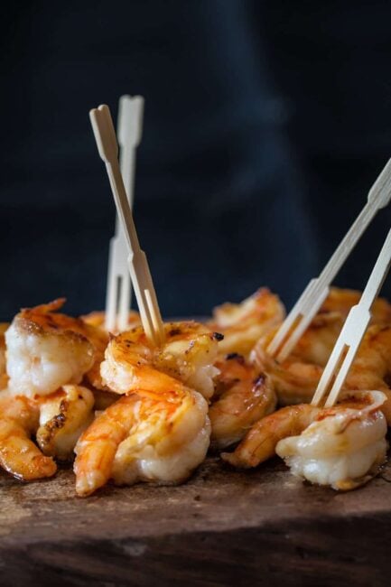 Miso Butter Shrimp on table